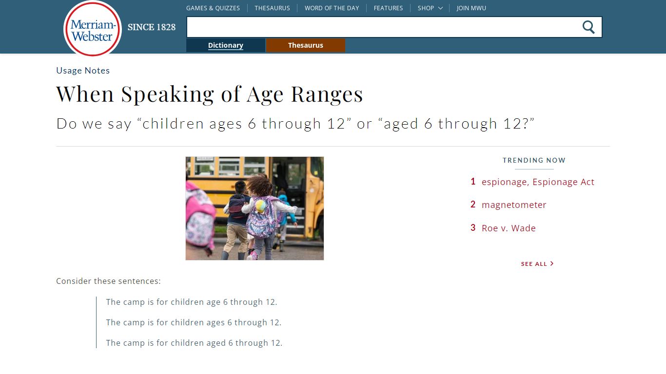 Age vs. Ages vs. Aged: When to Use Each | Merriam-Webster